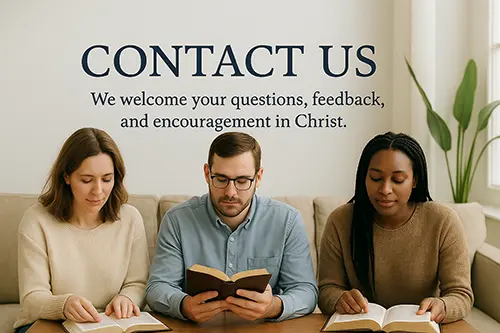 A man and two women reading and studying the Bible.