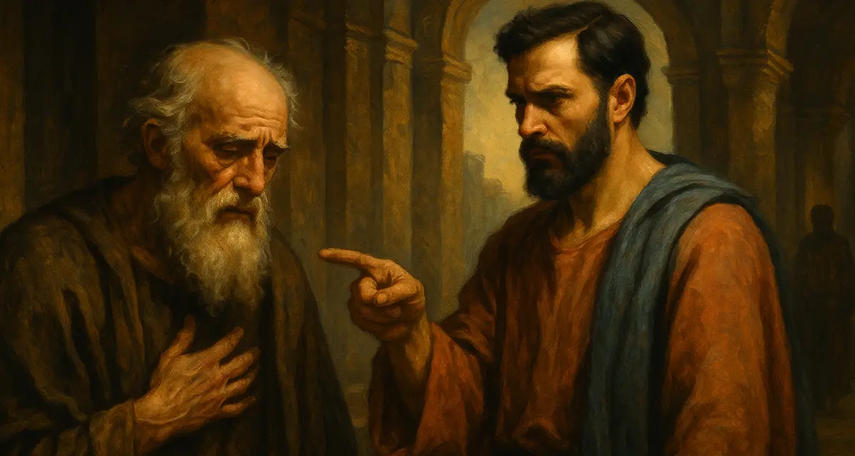 A young man talking to an old man expressing God’s Judgment on Eli’s House