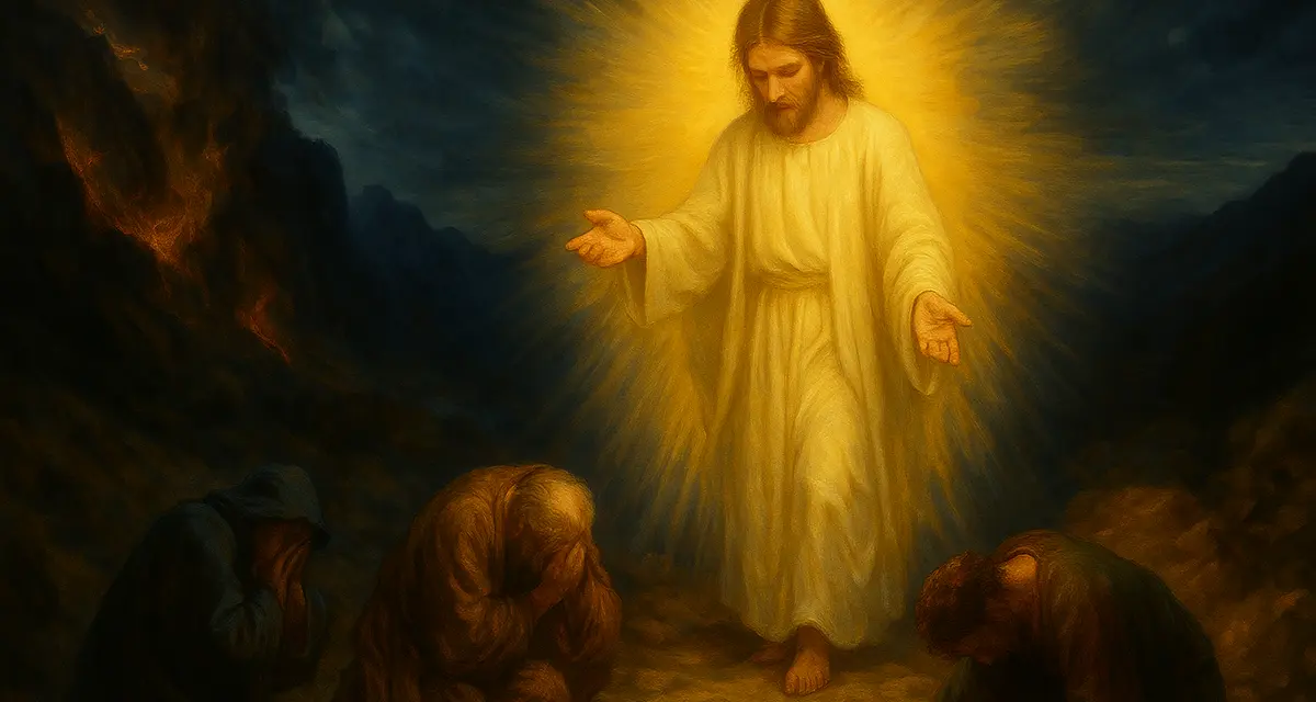 Jesus transfigured on the mountain, showing His diciples they need to walk in light of His revelation