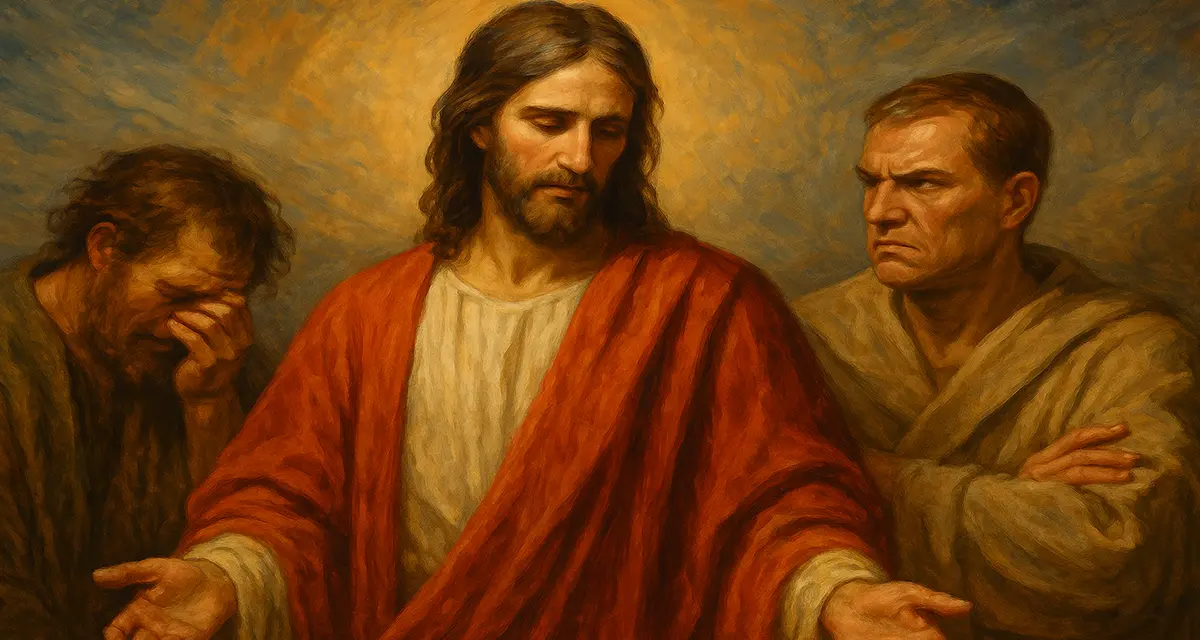 Jesus offering redemption both to the prodigal son and his brother.