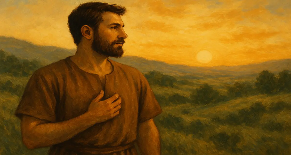 A man with his hand in the chest expressing how very good is the creation of God.
