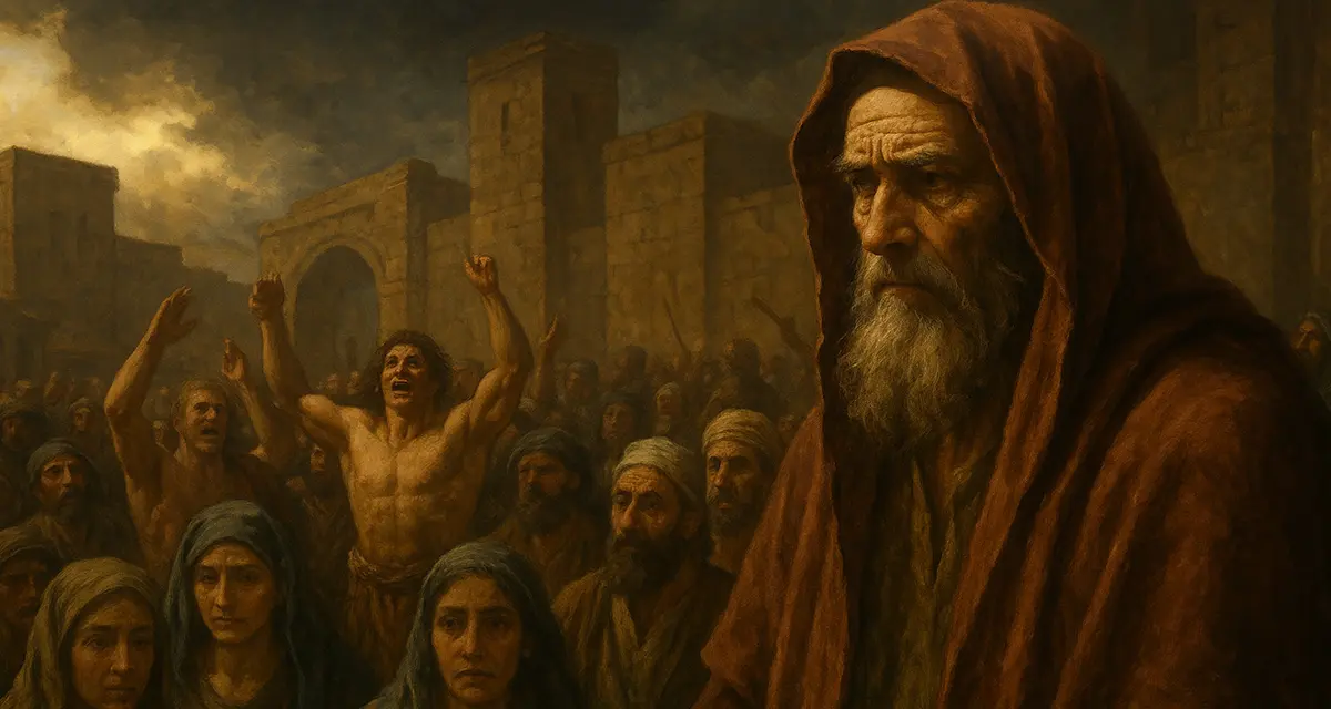 Rethinking Genesis 6 Beyond the Nephilim: a serious old man pondering why a crowd is screaming and mad