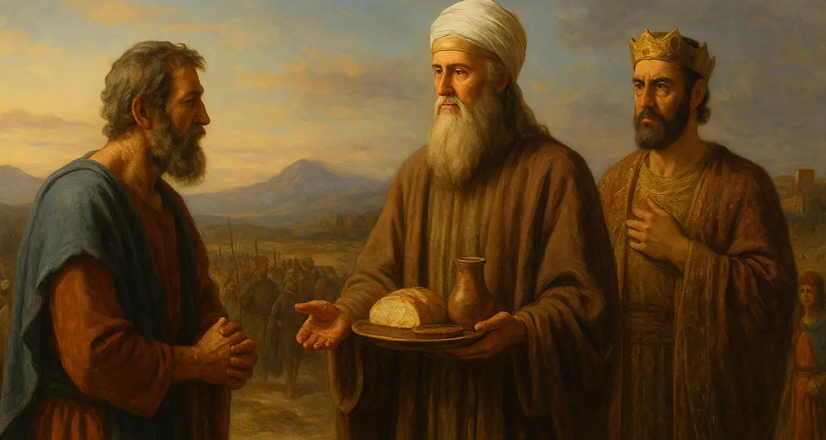 Abraham receiving the gifts and blessing of Melchizedek and refusing the king of Sodom offer