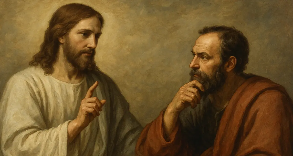 Jesus teaching the gospel to a man