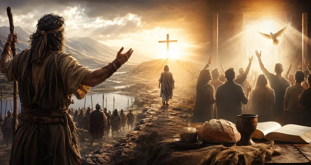 Faithful worship centered on Christ as Jephthah remembers God's covenant, illustrating transformed lives responding in gratitude to God's grace rather than striving to earn His presence.